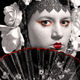 follow the red line, geisha, zwart-wit, portret, studio, fotografie